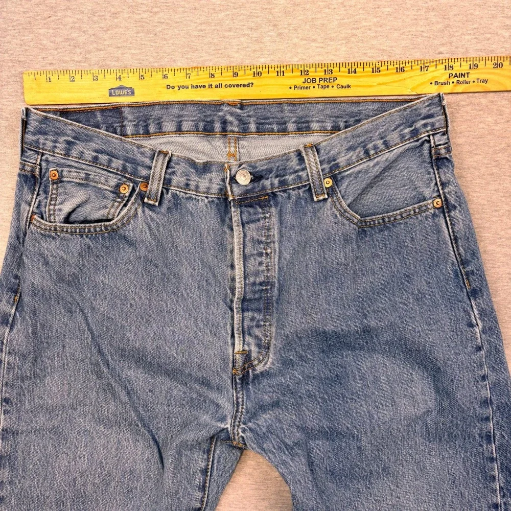 Levis 501 Original Fit Mens Blue Denim Straight Leg Button Fly Jeans W36 L32‎